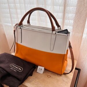 COACH Leather Borough Bag White/ Mandarin  Style 31121